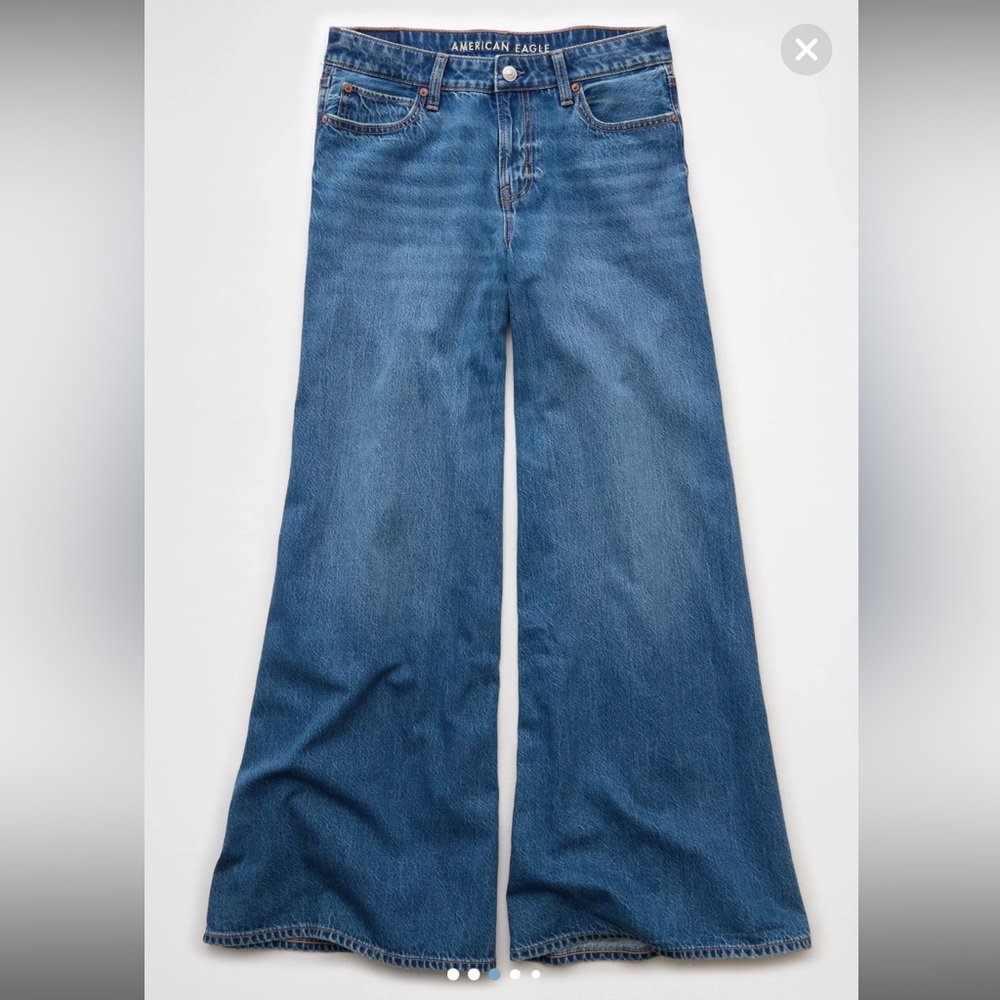 LAST DAY ON POSH 8/15/26 Wide-Leg A Line Blue Jeans American Eagle - Picture 7 of 9